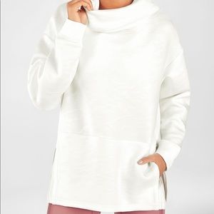 Fabletics white cowl neck sweatshirt & pink tank